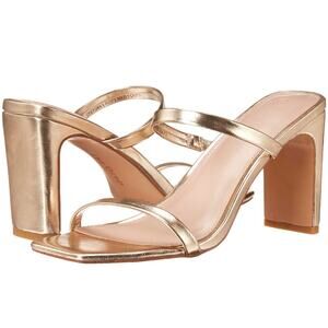 The Drop Women's Avery Gold Square Toe Two Strap High Heels